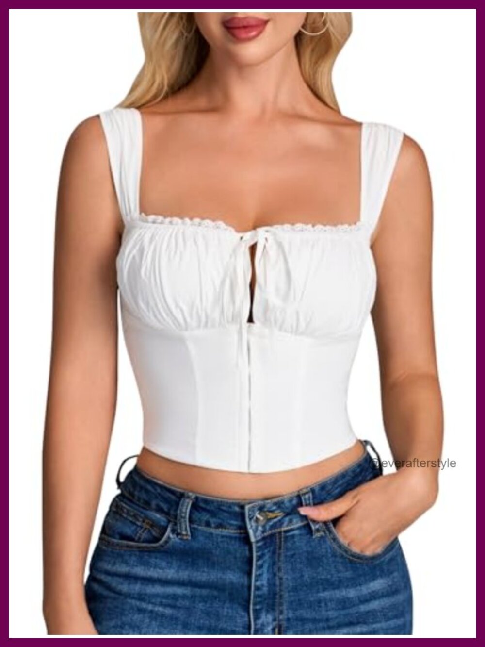 Lace Corset Crop Top Women Square Neck Sleeveless Y2K Party Club Top